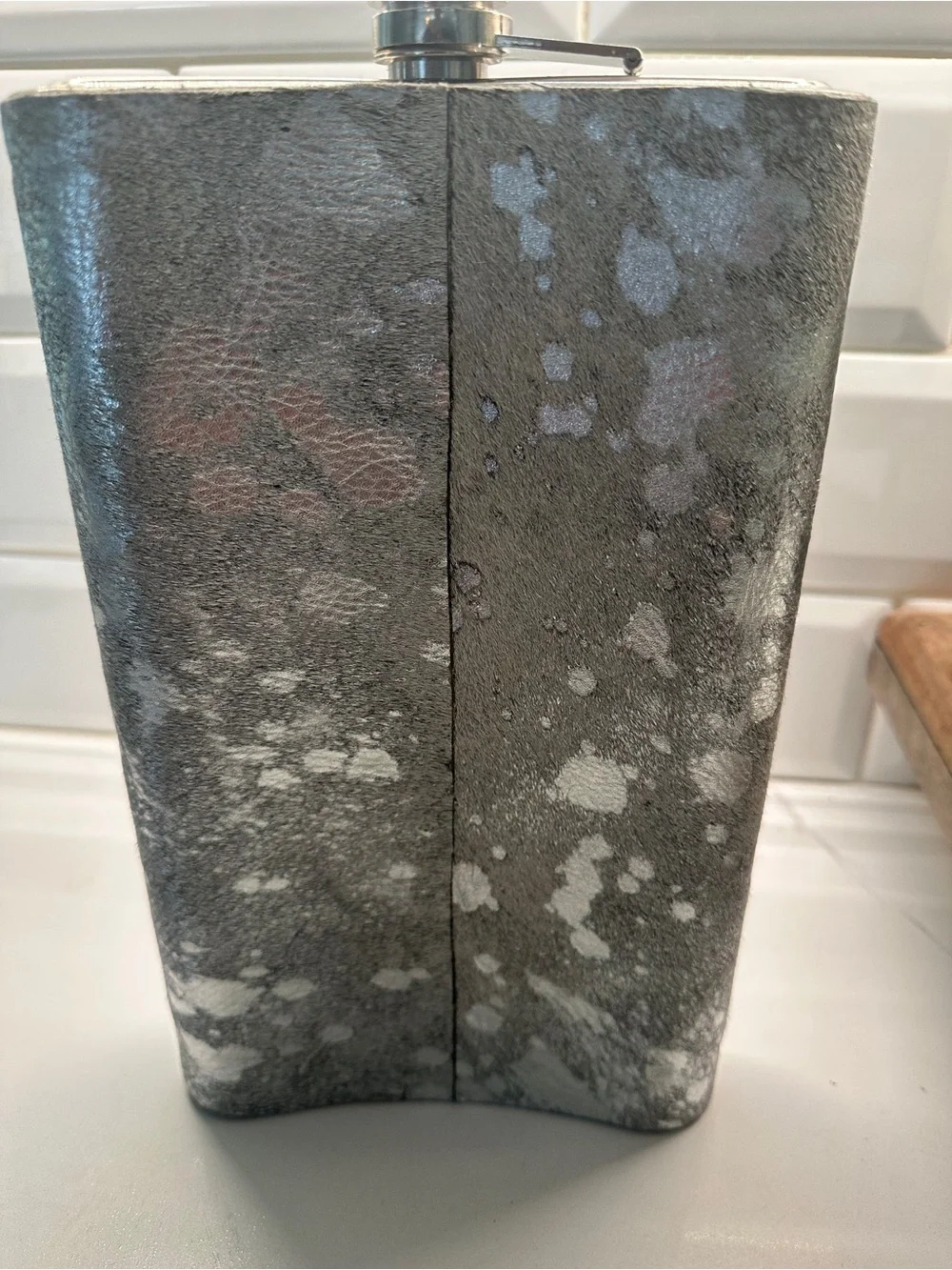 Top Shelf Extra Tall Silver Cowhide Flask – Stainless Steel 64 oz